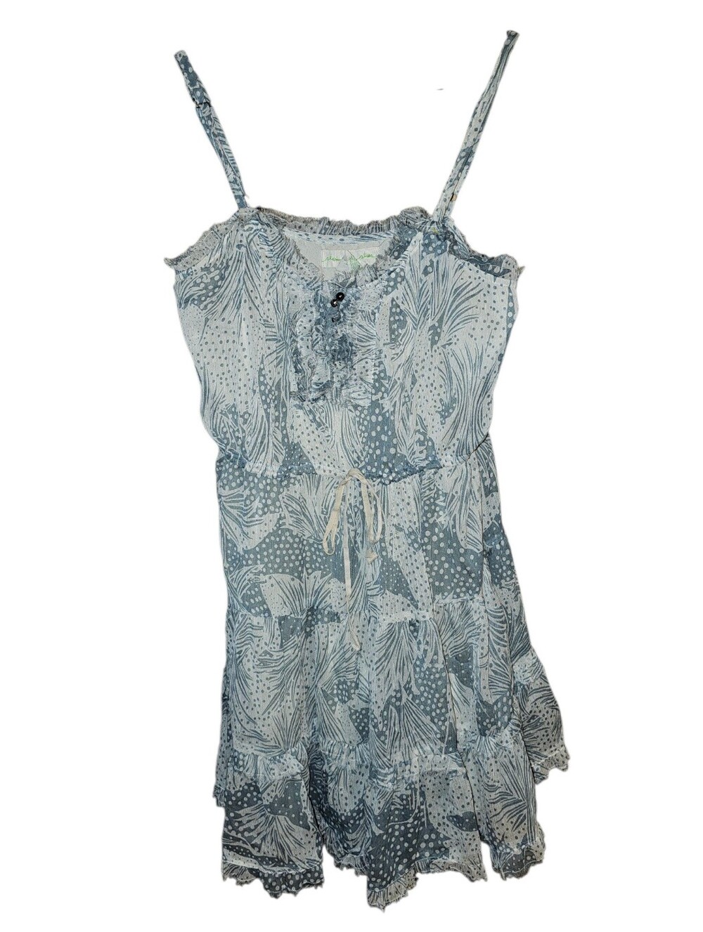 STARING AT STARS Flowy Abstract Print Drawstring Waist Y2K Dress - Medium